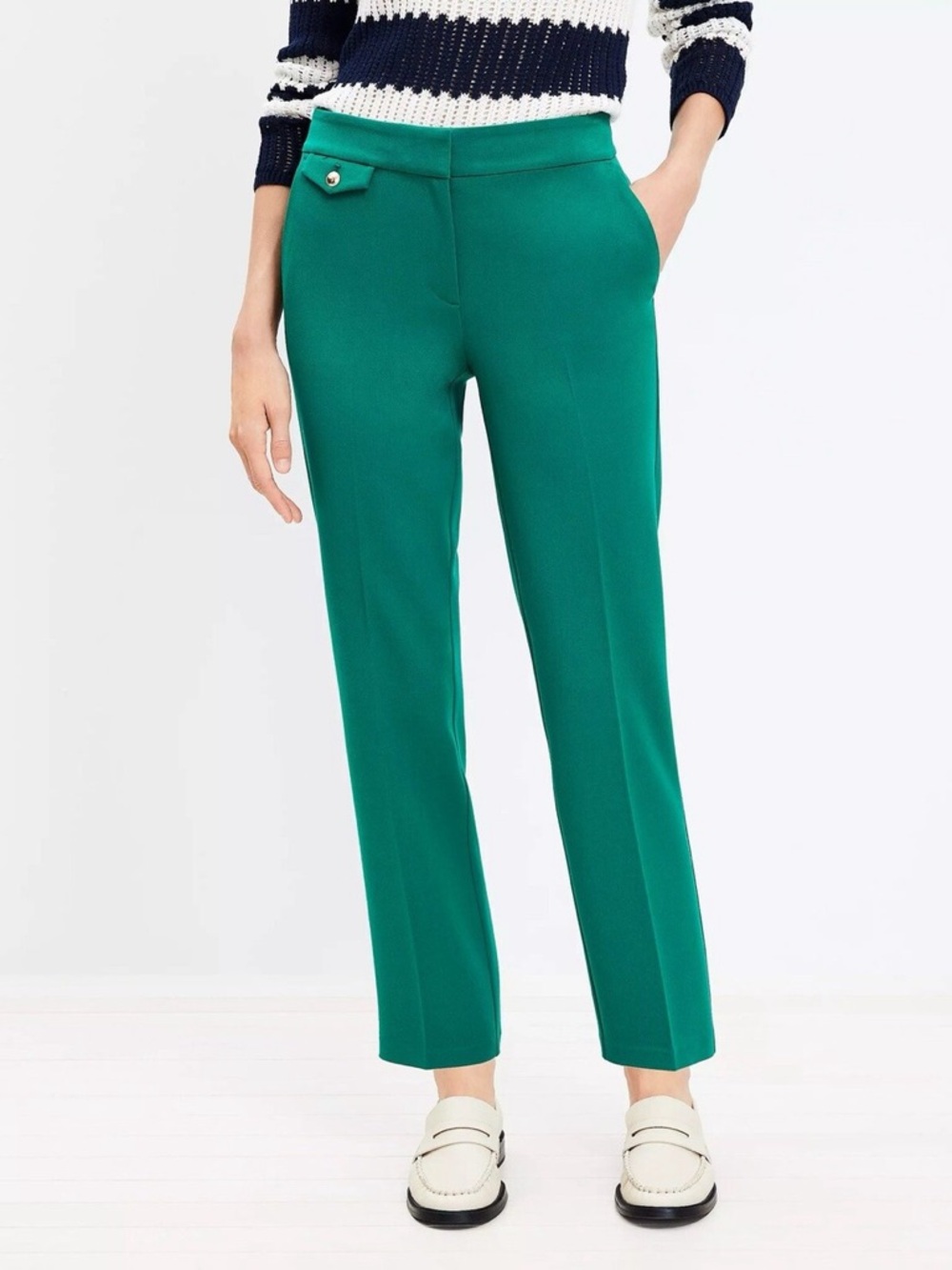 NWOT LOFT Riviera Slim Green  Dress Pants Petite Curvy